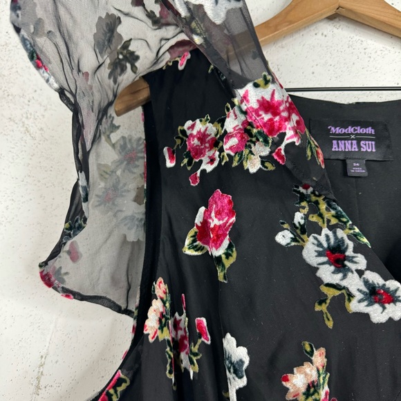 Mod Cloth Anna Sui Chic Ruffle Sleeve Floral Maxi Dress Size 24 - Picture 4 of 13